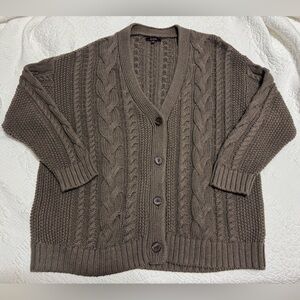Quince women’s brown Cable Knit Cardigan
